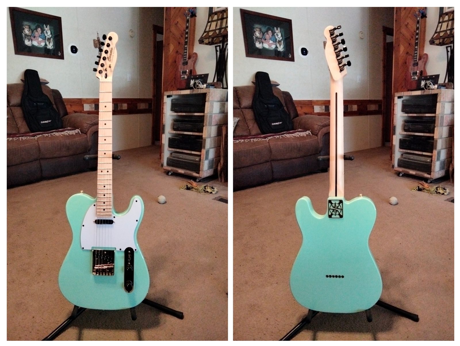 Sea foam green Telecaster-style custom build